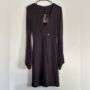 Roberto Cavalli Vintage Dark Purple Long Lantern Sleeve Dress NWT size 40 (4-6)